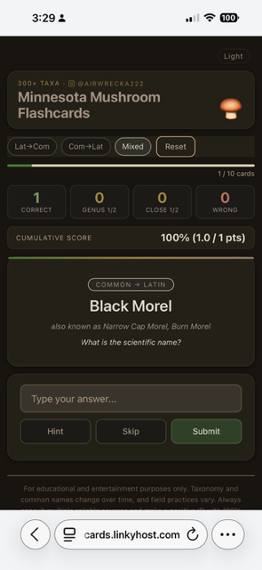 Dark mode in Learning the Names App