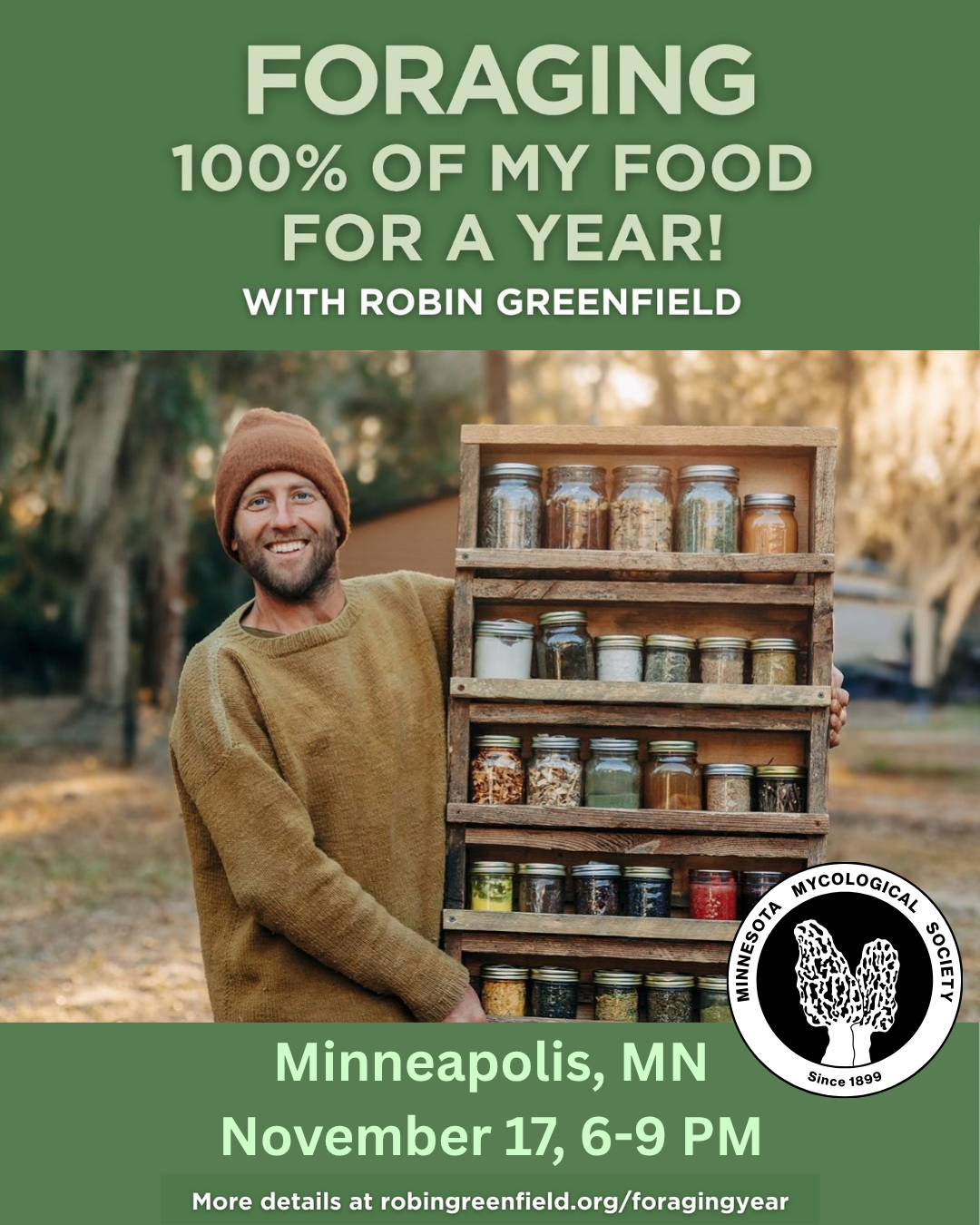 Robin Greenfield hosted by the Minnesota Mycological Society